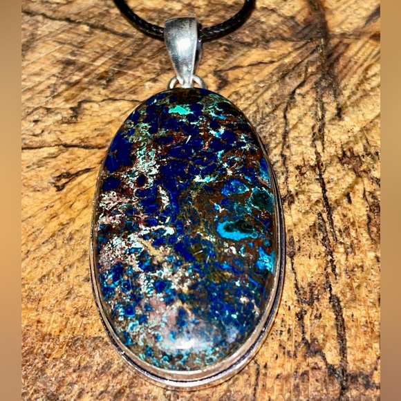 Stunning Dark Chessylite Blue Spar Azurite Pendant 2 1/2” - Picture 7 of 14